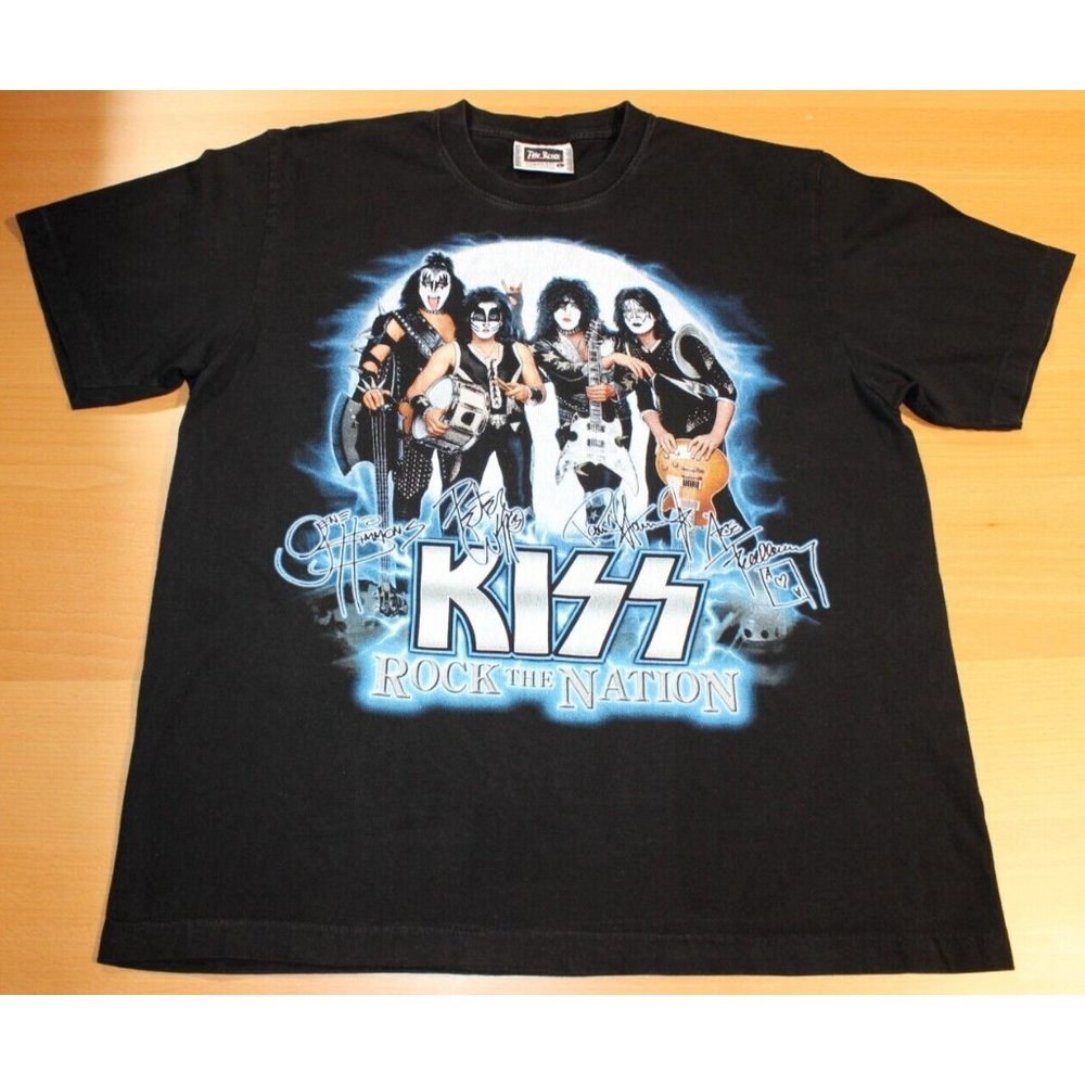Vintage Kiss Rock the Nation Black 2004 World Tour T-Shirt Large Graphic Tee